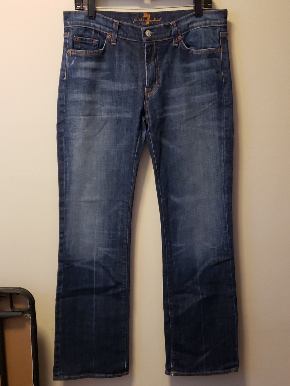 7 For All Mankind Women's Bootcut Jeans in Dark Blue Wash